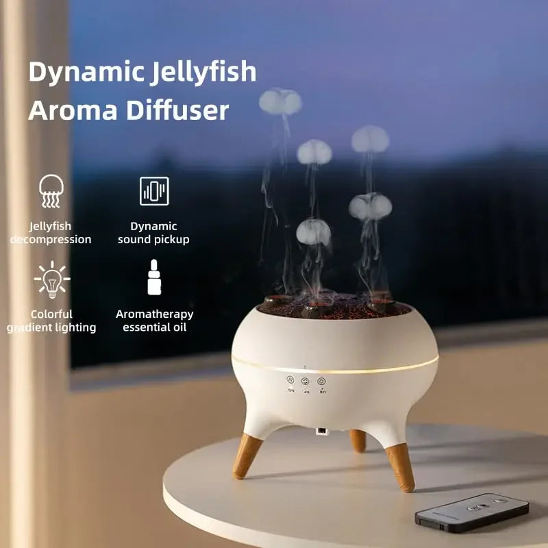 Jellyfish Aroma Diffuser | Sfeervolle Luchtbevochtiger met LED Lichtshow | Thuiskantoor & Slaapkamer